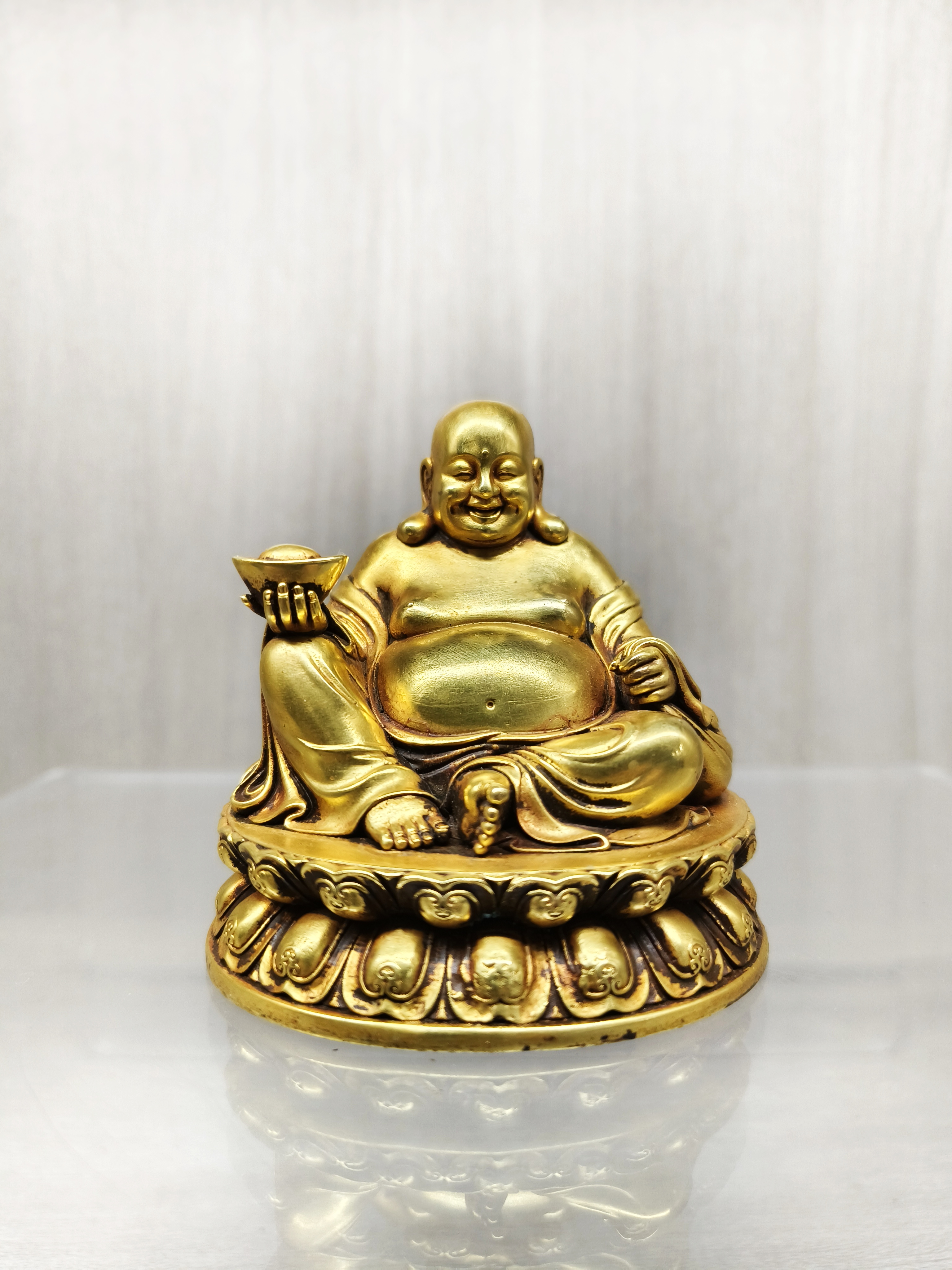 精铸紫铜鎏金弥勒佛 高7cm