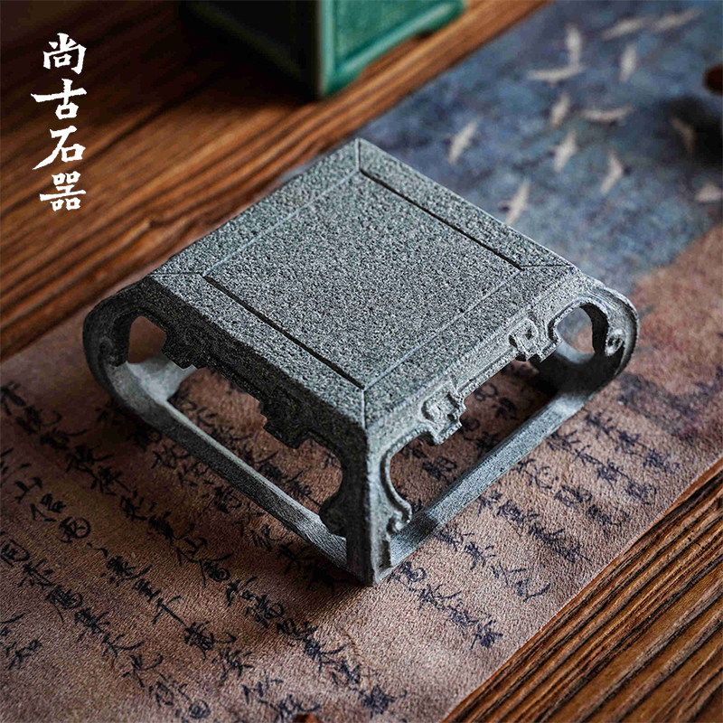 青石托台石案台精品盆景小盆几架办公空间装饰桌面石材展示架摆件