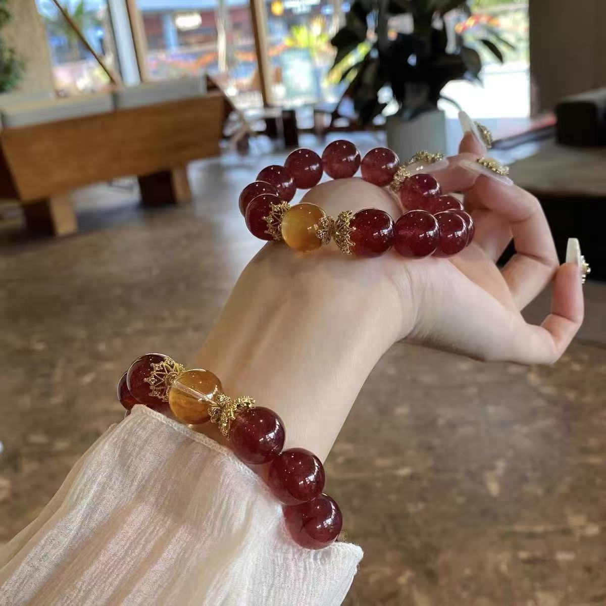 手链 新中式甜葡萄手链女轻奢小众精致高级感招桃花手链女礼物