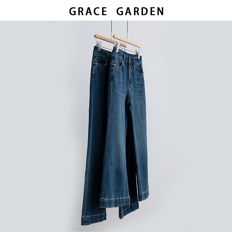 GRACE GARDEN【190】微喇牛仔！复古高腰显瘦微喇牛仔裤NZK5H0803