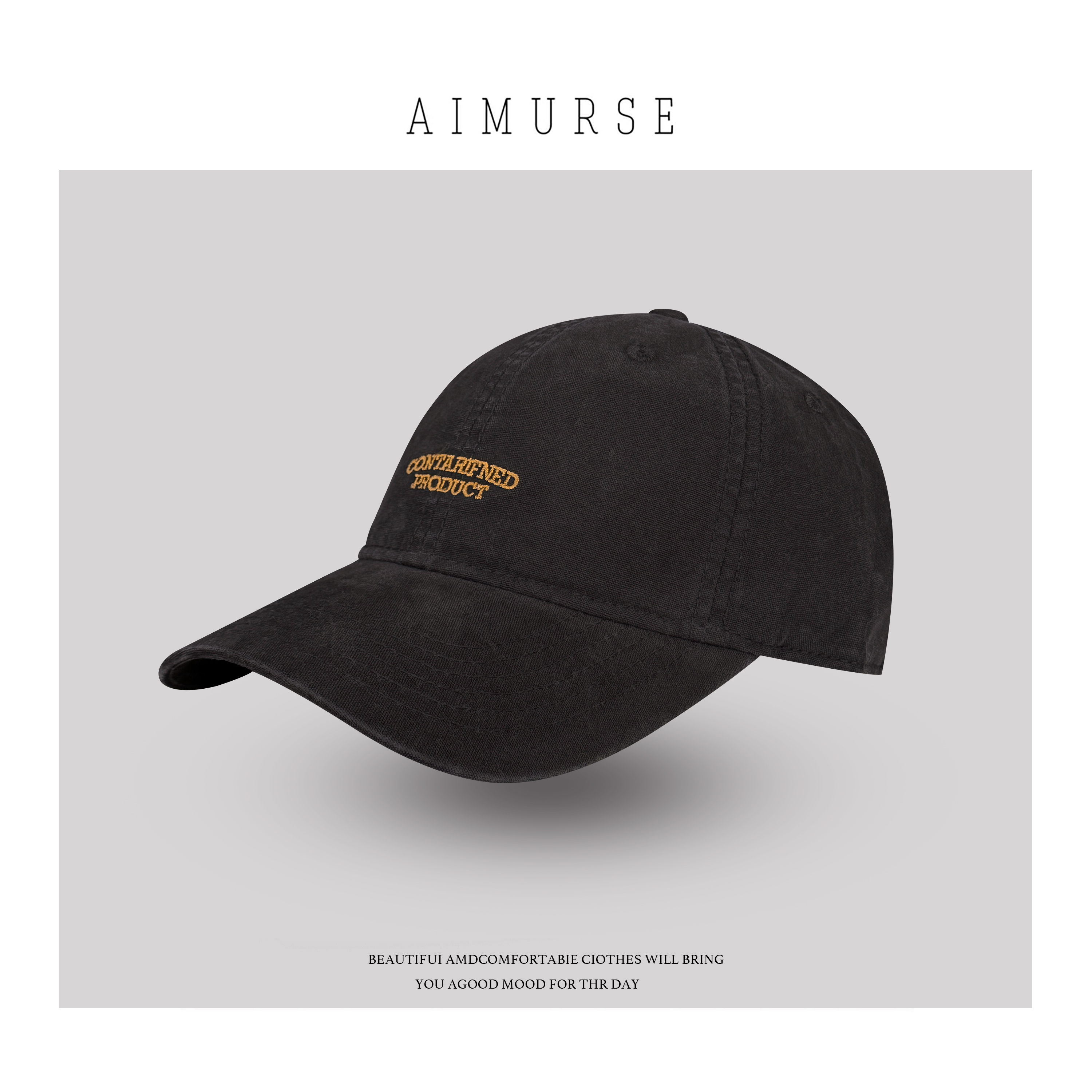 AIMURSE 小众设计师 字母刺绣百搭户外鸭舌帽 AMPS96