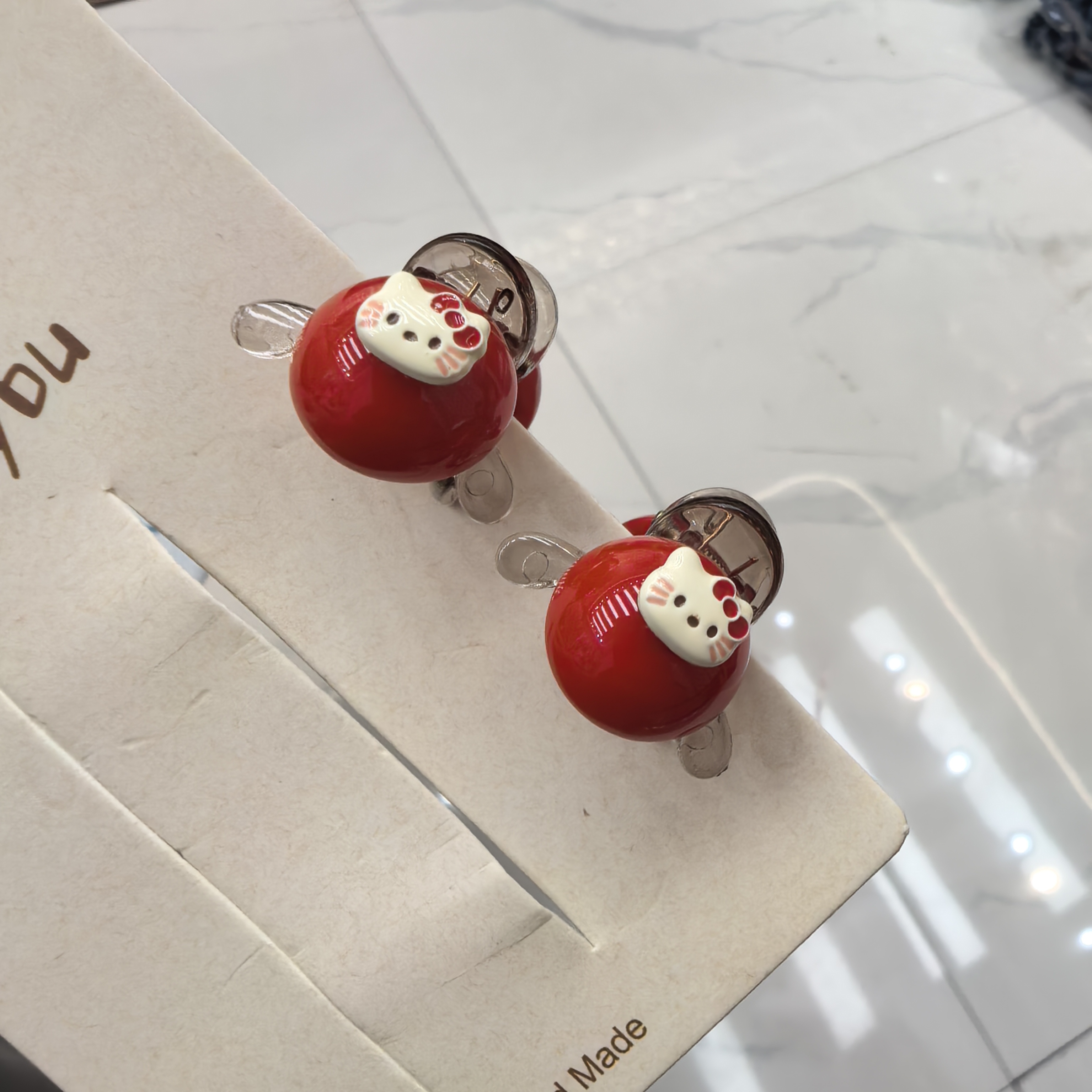 E624红色KT猫咪刘海小抓夹一对
