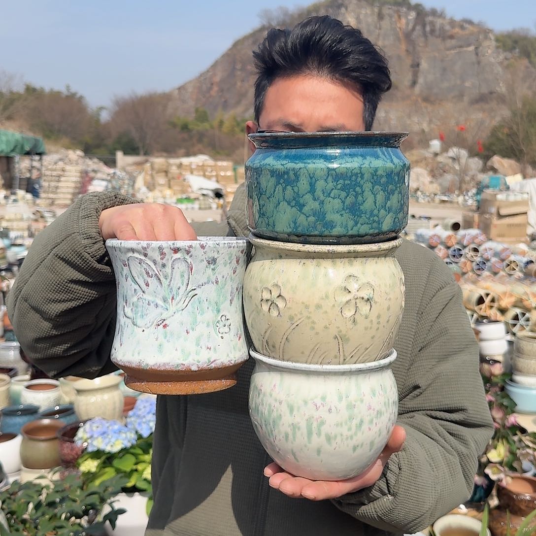 紫砂花盆口15高15左右四个大福利