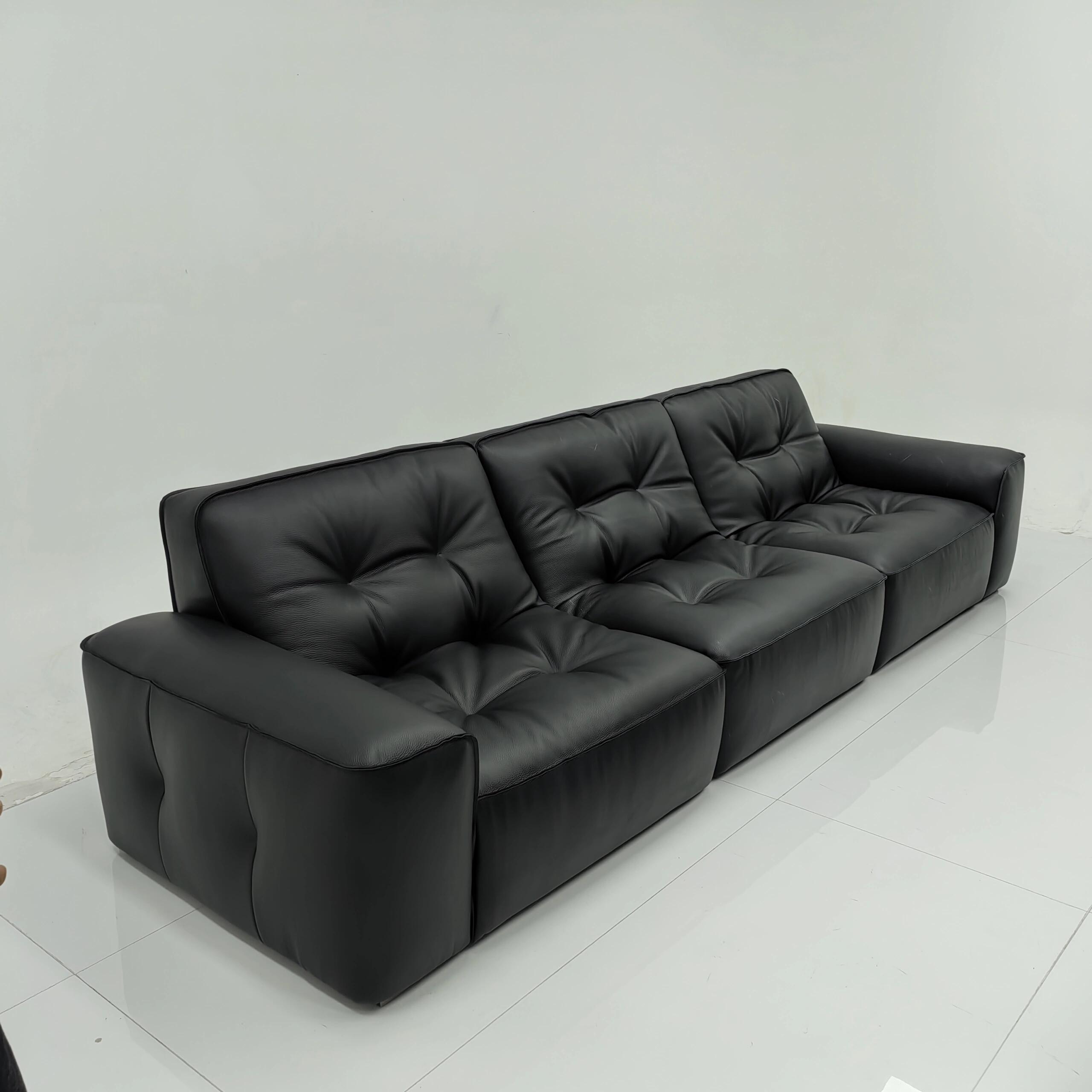 【老程家具】【亚岛皮行】 【提供追踪卡溯源码】【全皮】黑金刚沙发