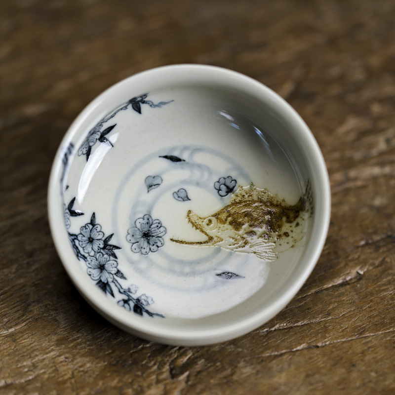 【好物】立勤堂釉里金桃花鳜鱼炉式杯（YLJ-B-283）