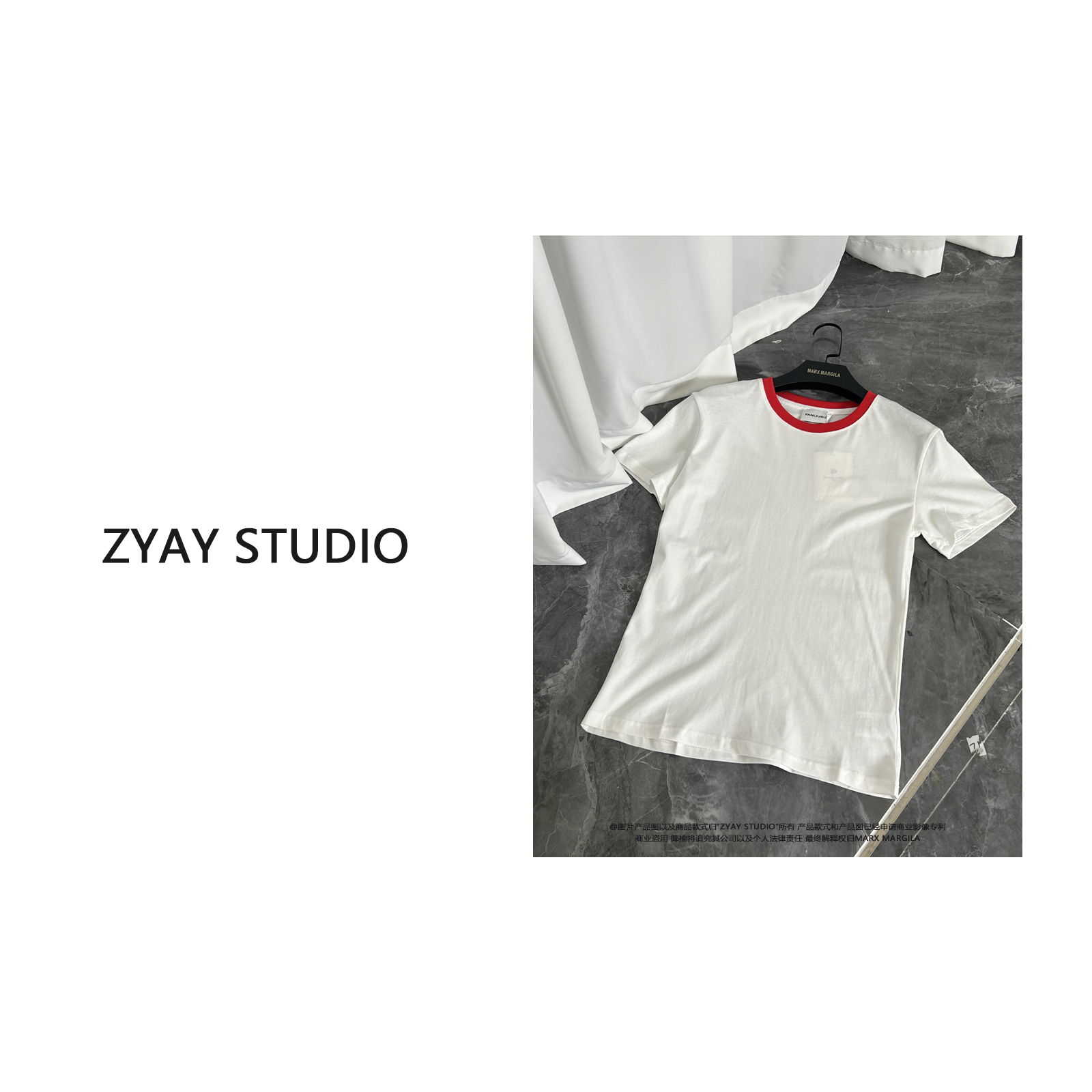 【ZYAY STUDIO】 南油高品质早春新款拼色圆领T恤女