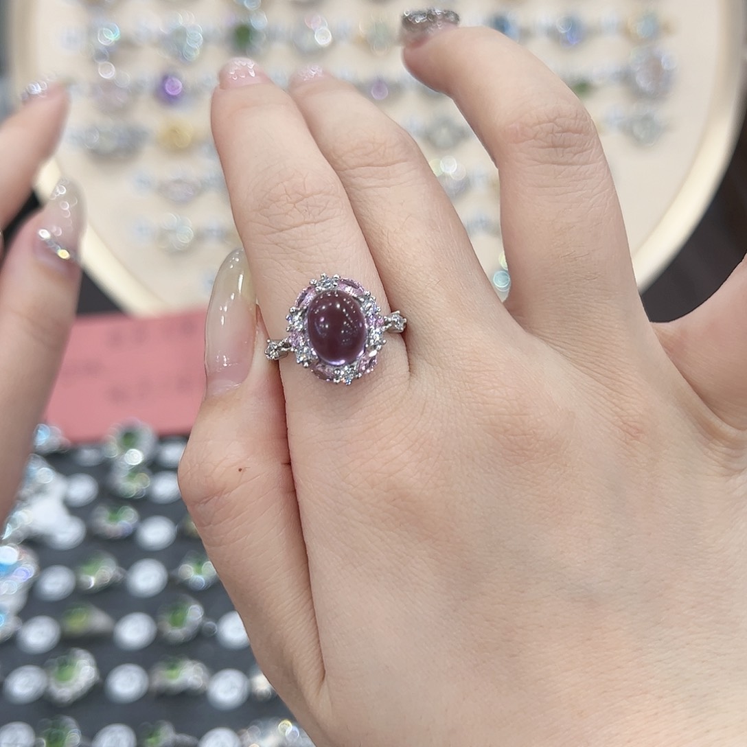 蛇纹石玉戒指银S925镶嵌短*?