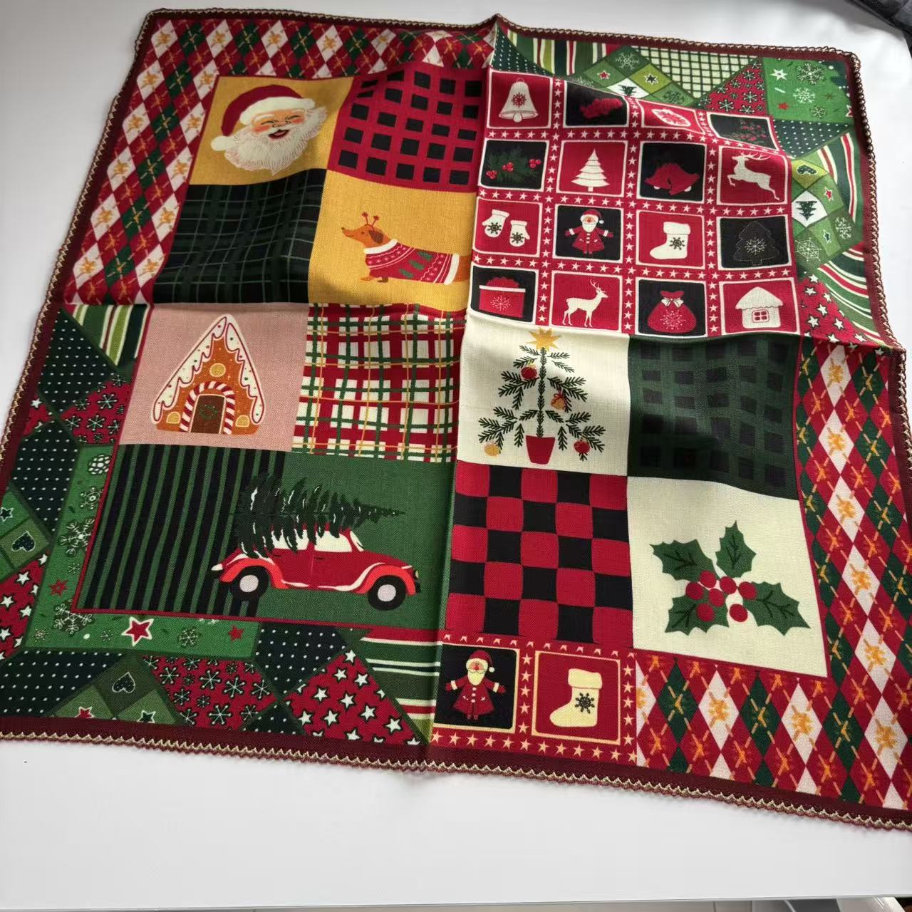 限定圣诞 2025新款加厚保暖真丝羊毛65*65左右大方巾丝巾女春秋款