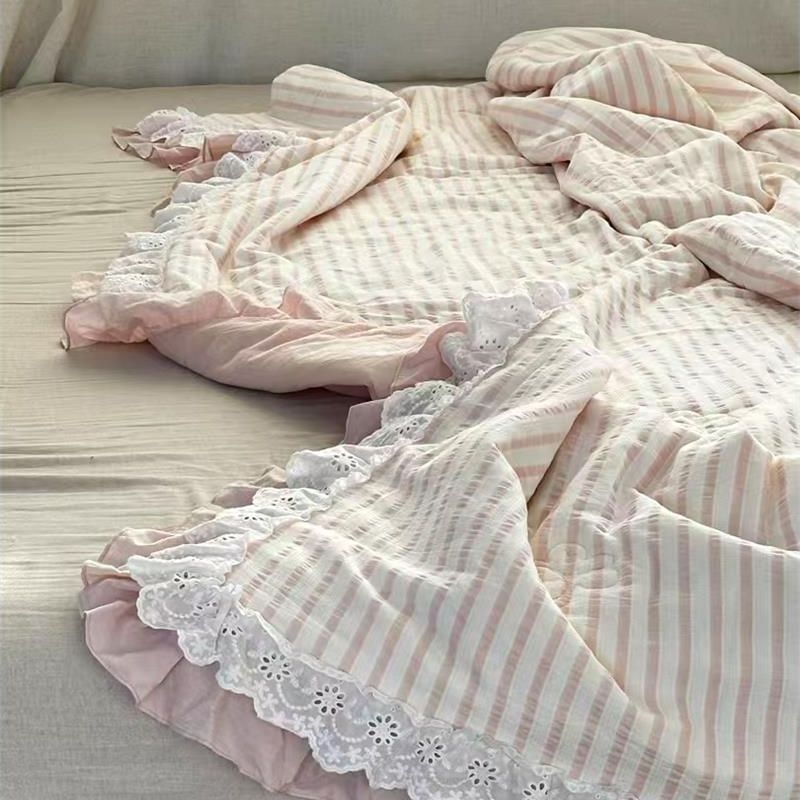 【超级红】浅夏清风 粉 全棉双层纱单夏被