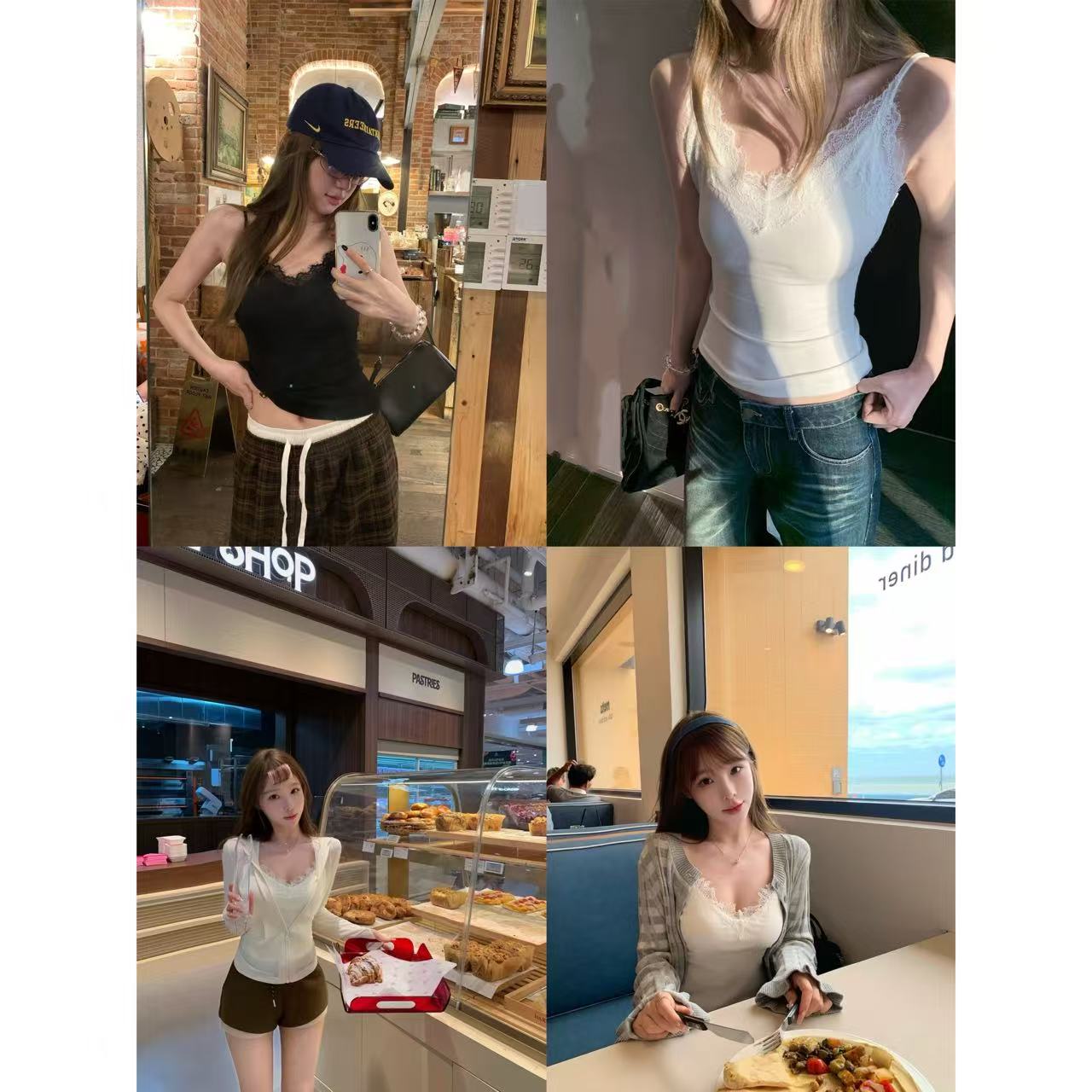 徐秋阳   磨毛蕾丝吊带  秋季新款百搭时尚休闲显瘦背心吊带