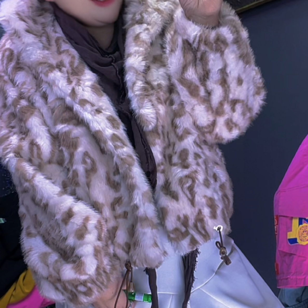 豹纹高防水貂皮草外套