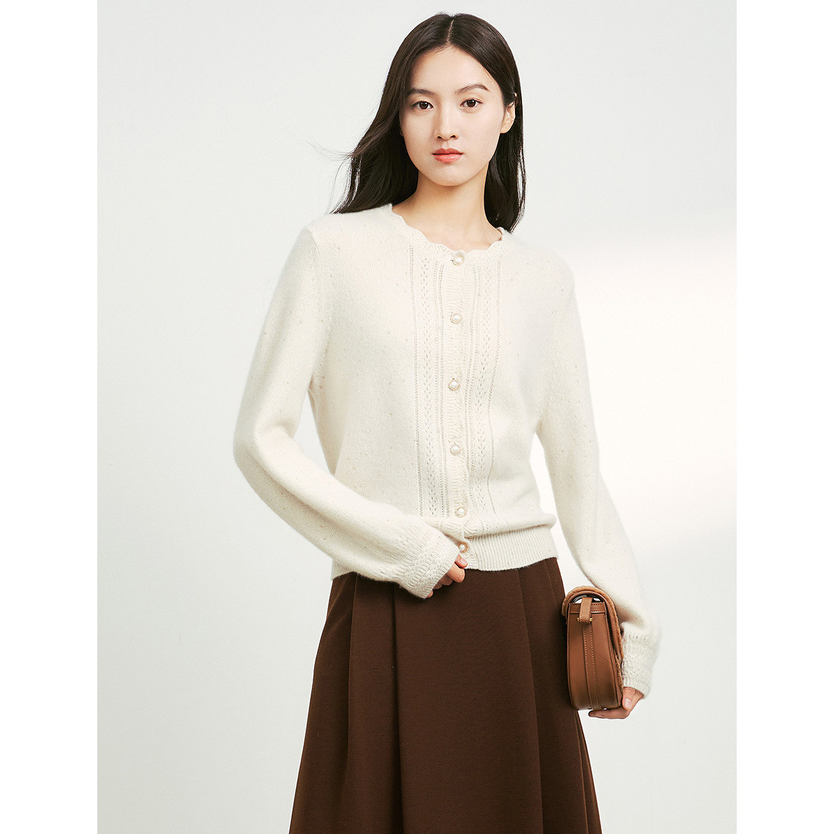 【CC专属】【山羊绒】钩花扣气质优雅针织衫开衫外套