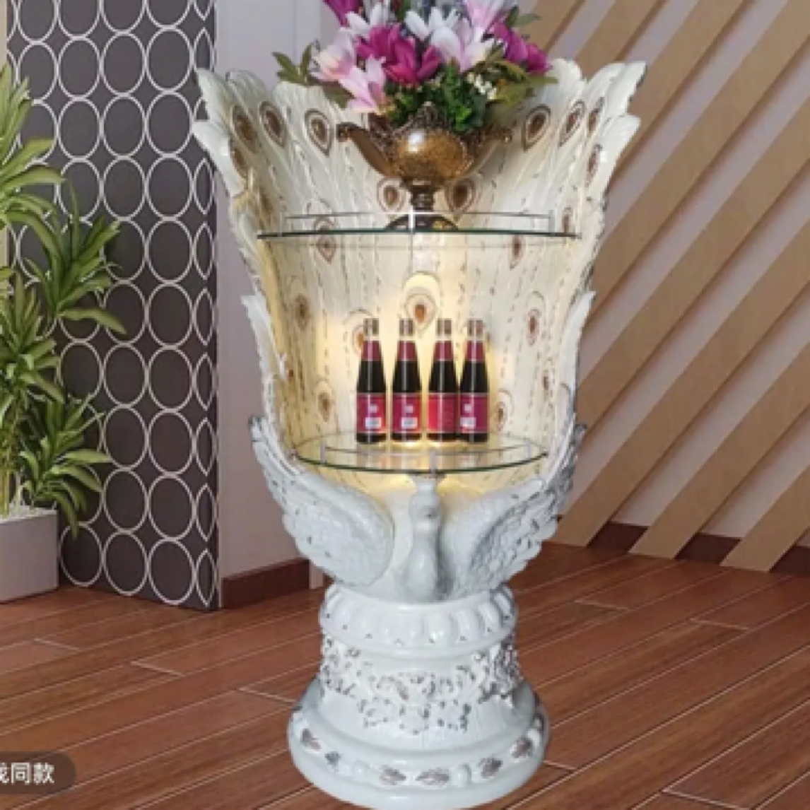 数字做旧复古艺术陶瓷时尚欧式酒柜镂空轻奢