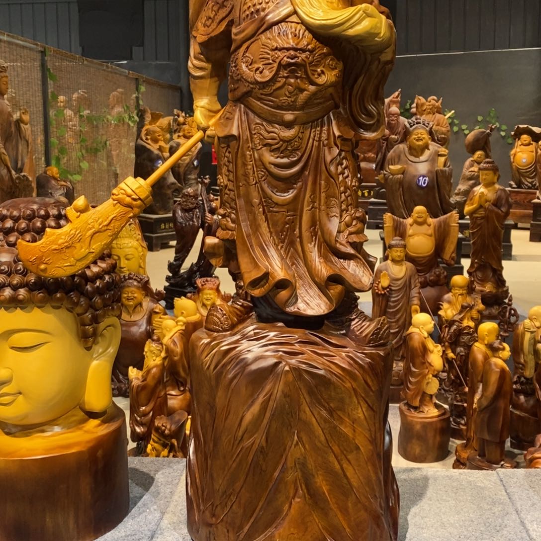 佛***缘香樟木1米横刀关二爷