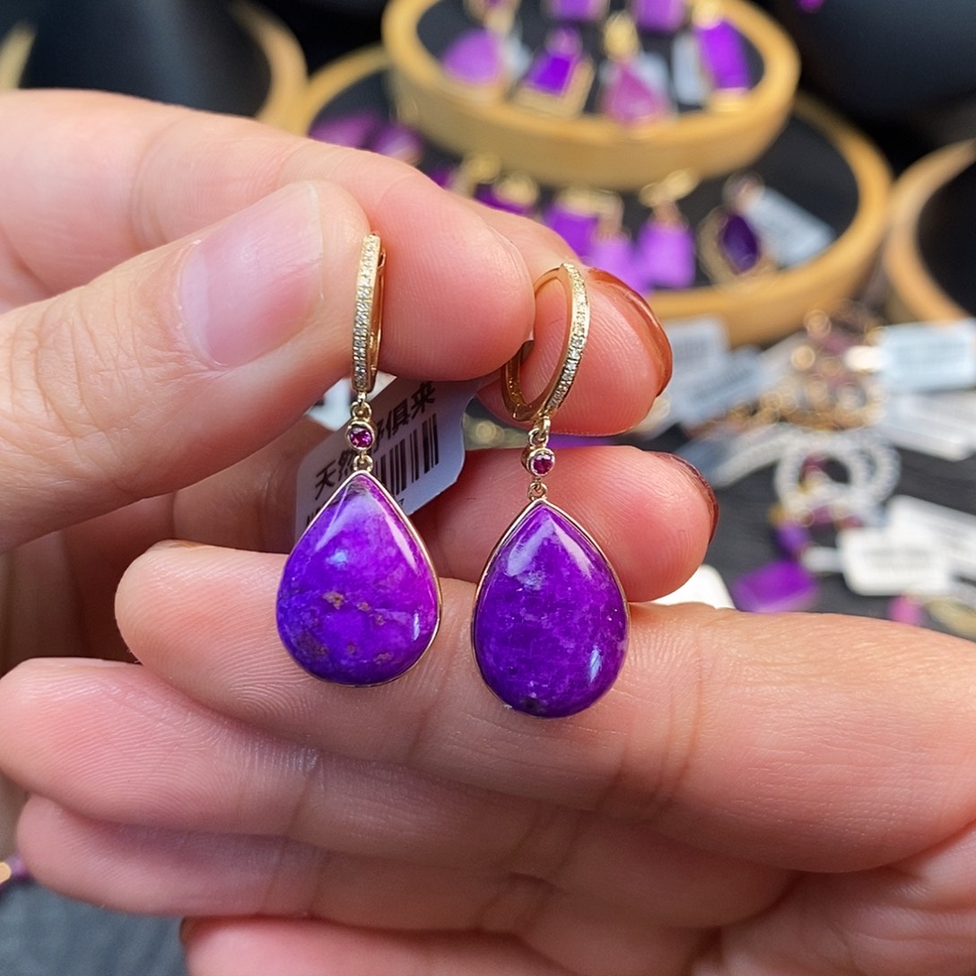 苏纪石（舒俱来）18K金镶嵌耳饰