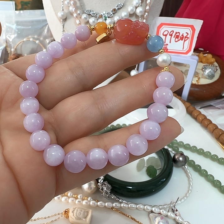 未镶嵌辉石手串7.6紫锂辉设计款天然结构