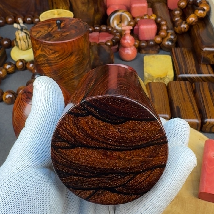 清***)微凹黄檀木料木方罐