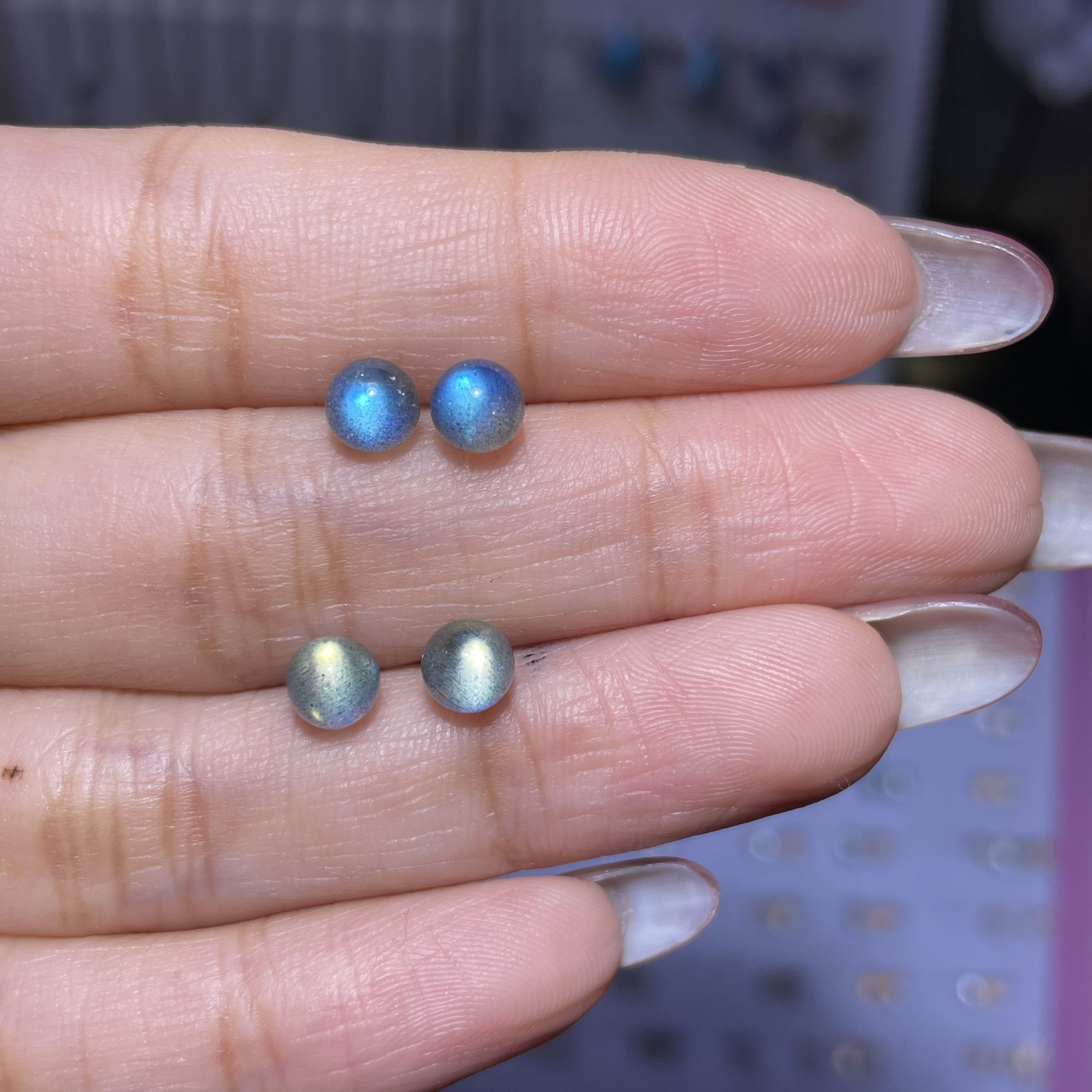 925银耳饰 S925纯银灰月光耳钉