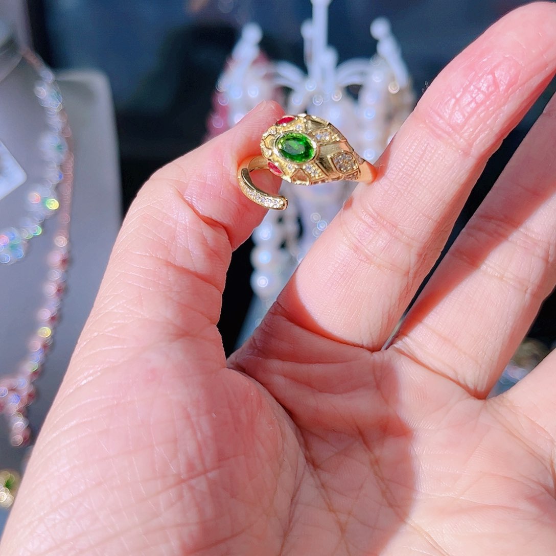 透辉石戒指银S925镶嵌