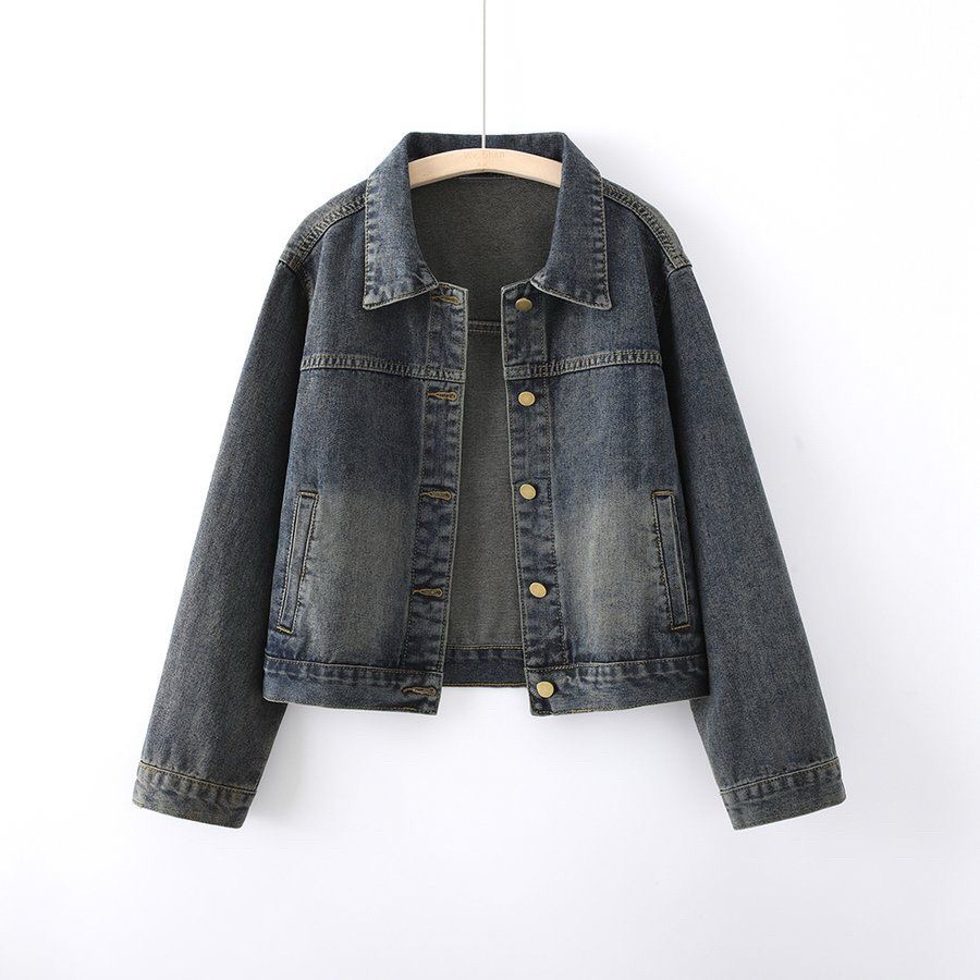 101~200牛仔衣短款时尚百搭休闲翻领水洗长袖简约修身