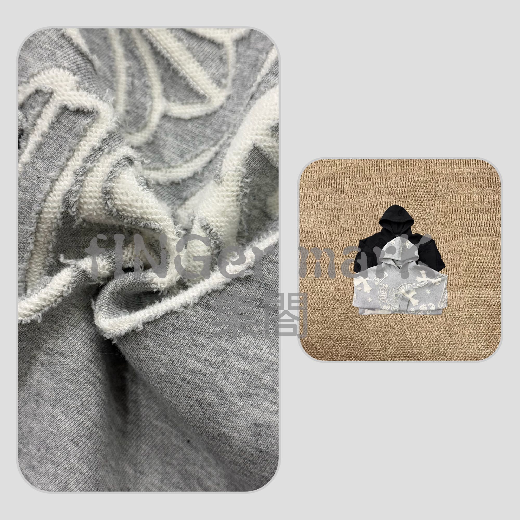 fINGer marK 集閤店 【幸运十字花】恶搞勾烂毛圈重磅连帽卫衣99772