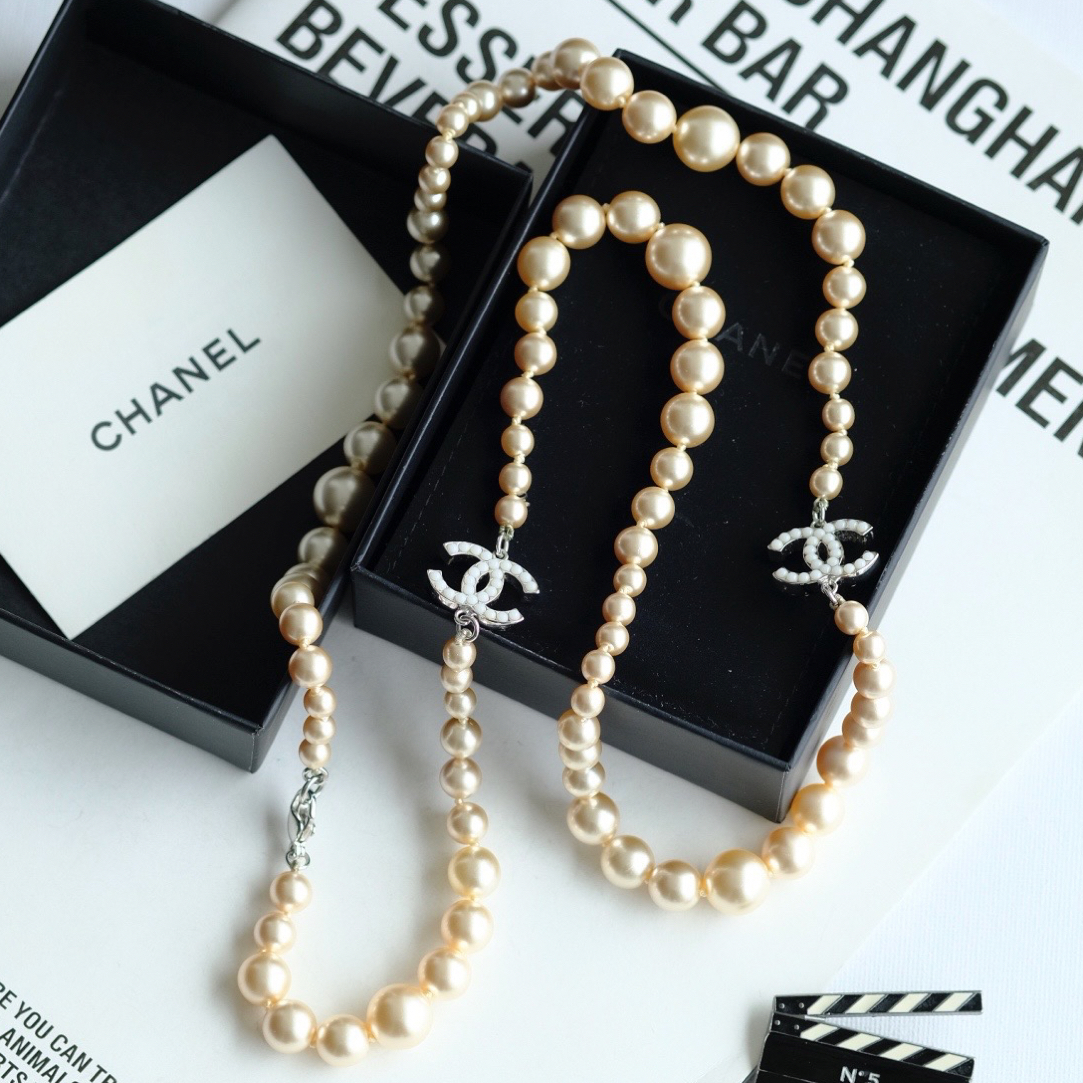 95新 Chanel/香奈儿 泡泡中古Chanel易梦玲同款不规则珍珠项链