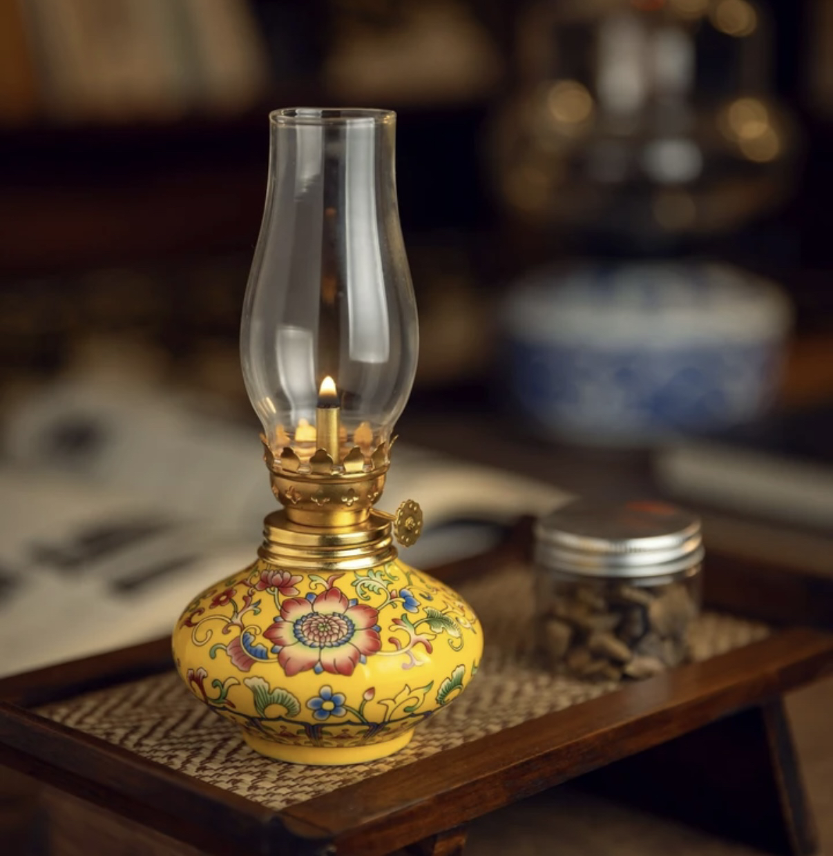 景德镇陶瓷手工陶瓷香薰灯摆件珐琅彩创意氛围灯帝王黄宫廷风香网