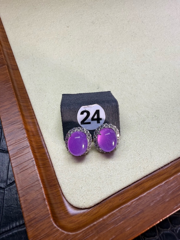 天然缅甸翡翠A货耳饰 24