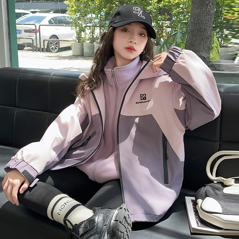 女童冲锋衣秋冬2025新款三合一可拆卸外套加棉儿童洋气加绒秋装潮