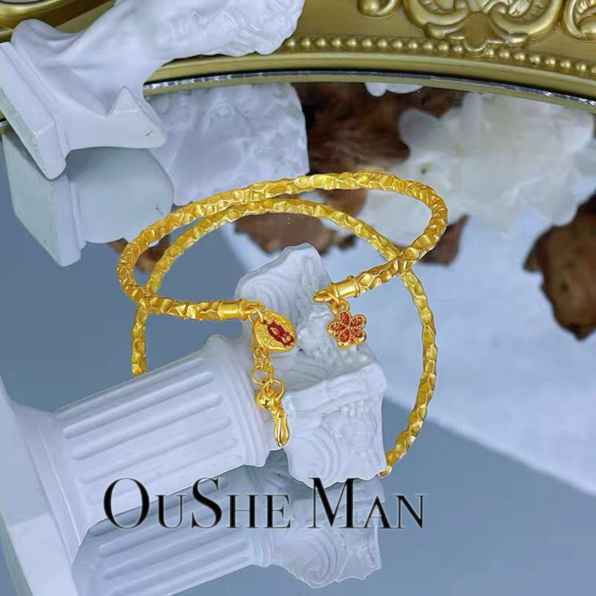 J锤纹花朵手镯 多样性发货 66032