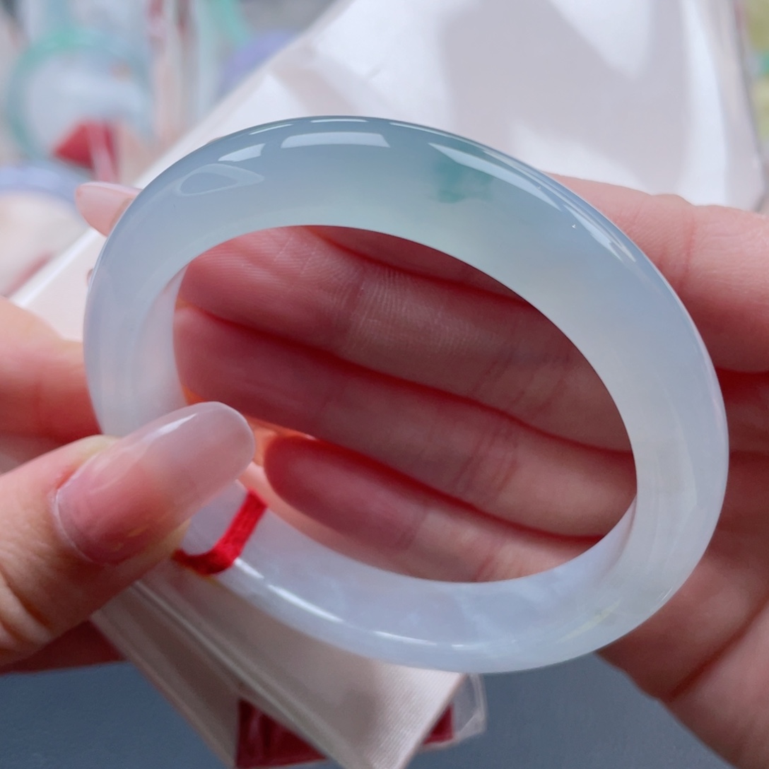 未镶嵌手镯翡翠54.9天空蓝 精致秀气感 骨感美 31号