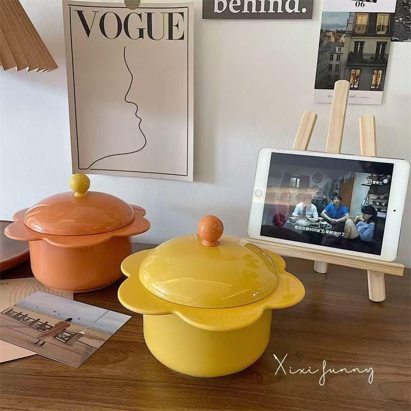 304不锈钢可爱花朵泡面碗不锈钢带盖饭碗螺蛳粉宿舍上班餐具