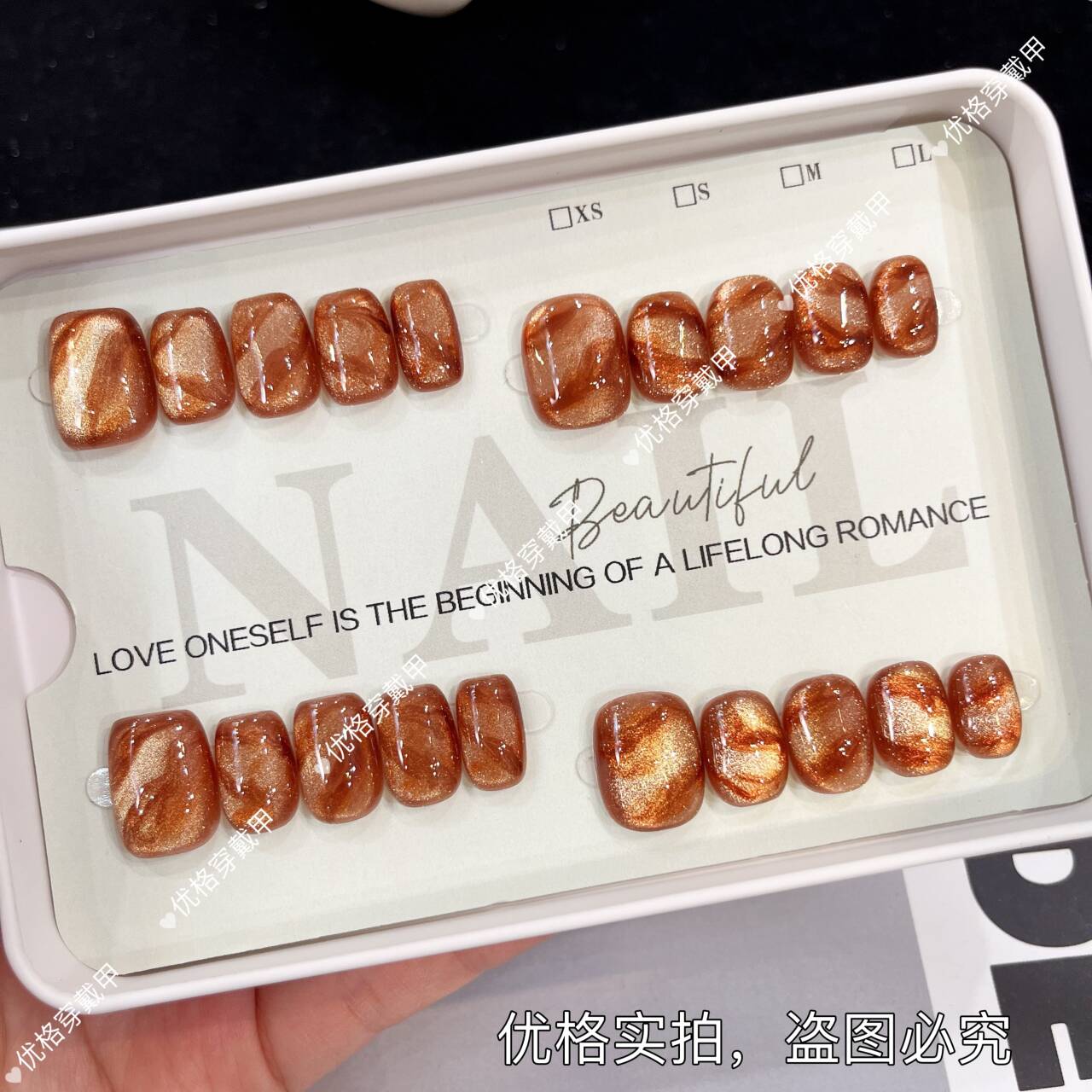 【冰美式】秋冬手绘（实物深一些）纯手工穿戴甲片甲贴片10片装美甲