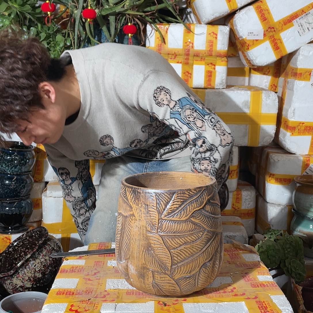 无铅玻璃宜兴紫砂花盆