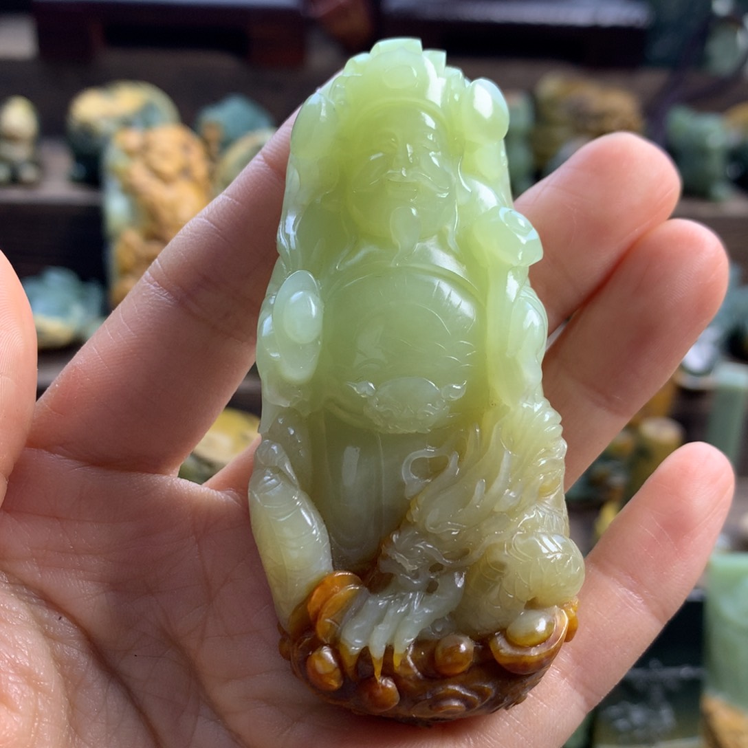 岫岩河磨玉（透闪石质玉）手把未镶嵌不***?