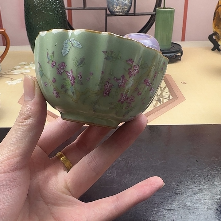 苏打釉紫藤花菊花主人杯