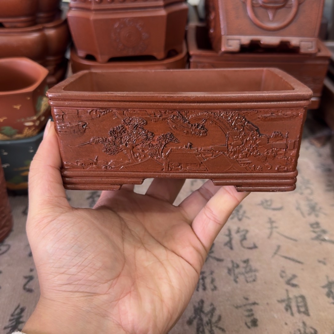 紫砂花盆宜兴紫砂正品14x10x4.8