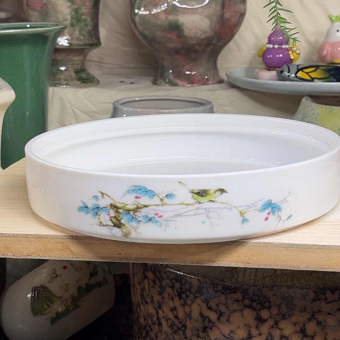 陶瓷绿植多肉微瑕花盆外口径：21*5无孔