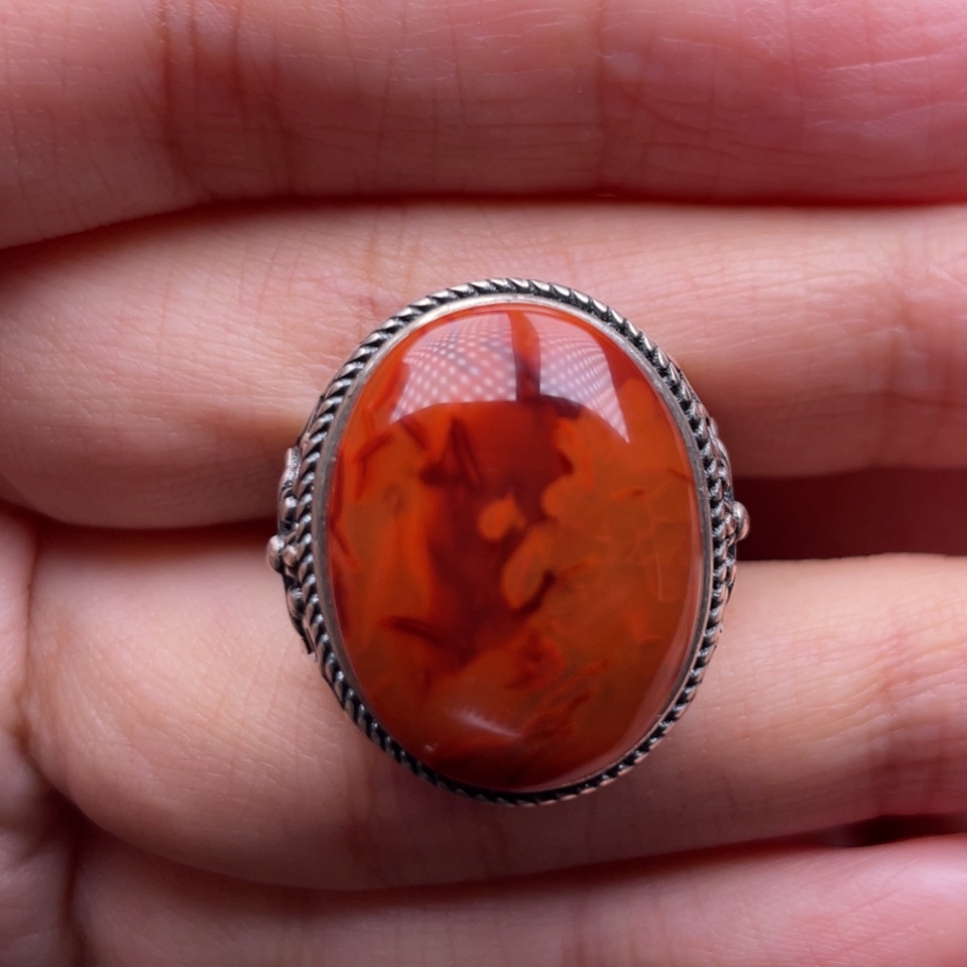 南红玛瑙银S925镶嵌珠宝奇石