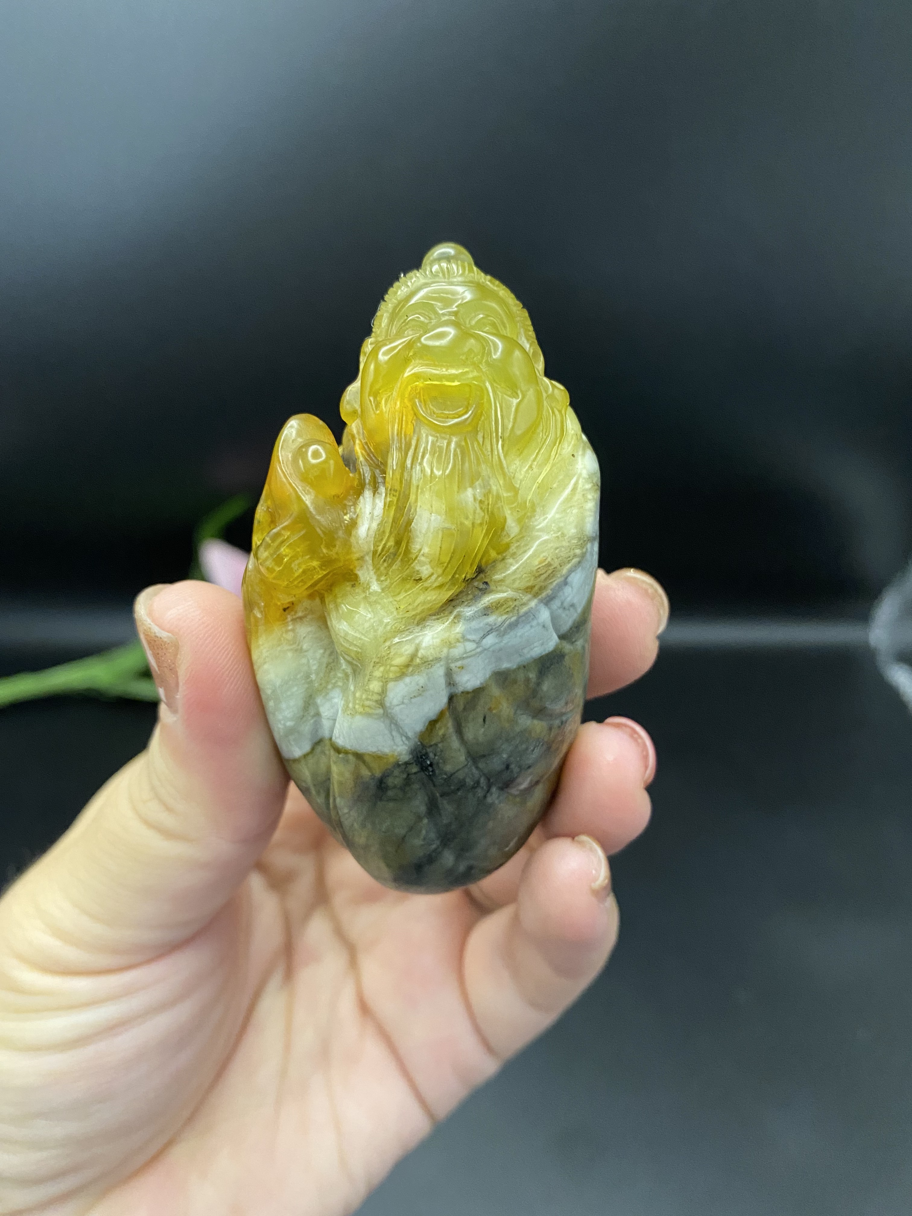 琮缘珠宝玉器纯天然岫玉花料手把件挂件老来乐