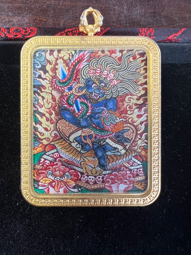 热贡纯手绘唐卡 不动明王粗旷砂全身打底