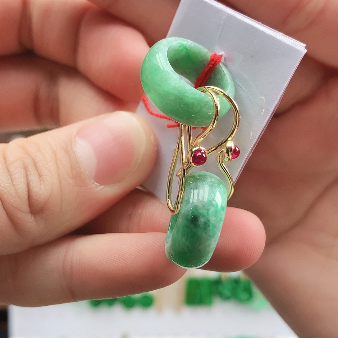 翡翠耳饰银S925镶嵌耳饰