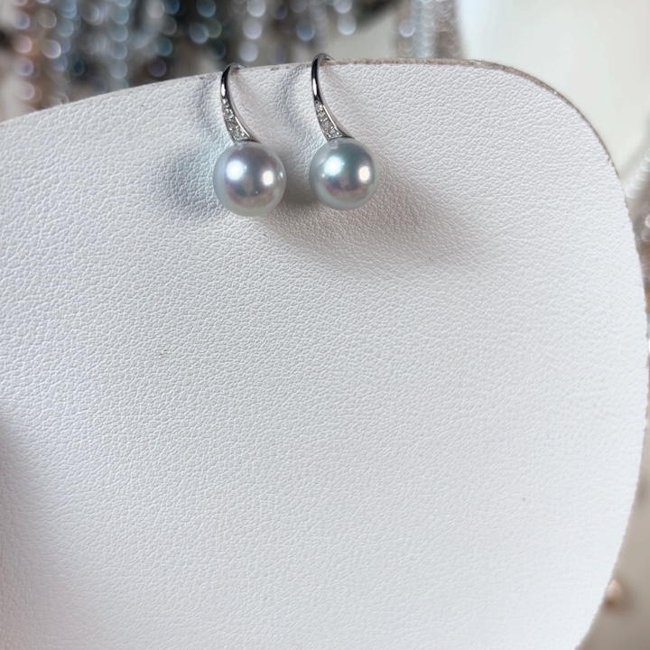 银S925镶嵌海水珍珠耳饰