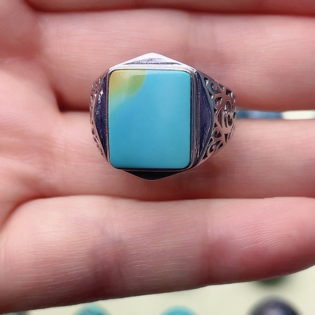 绿松石银S925镶嵌绿松石