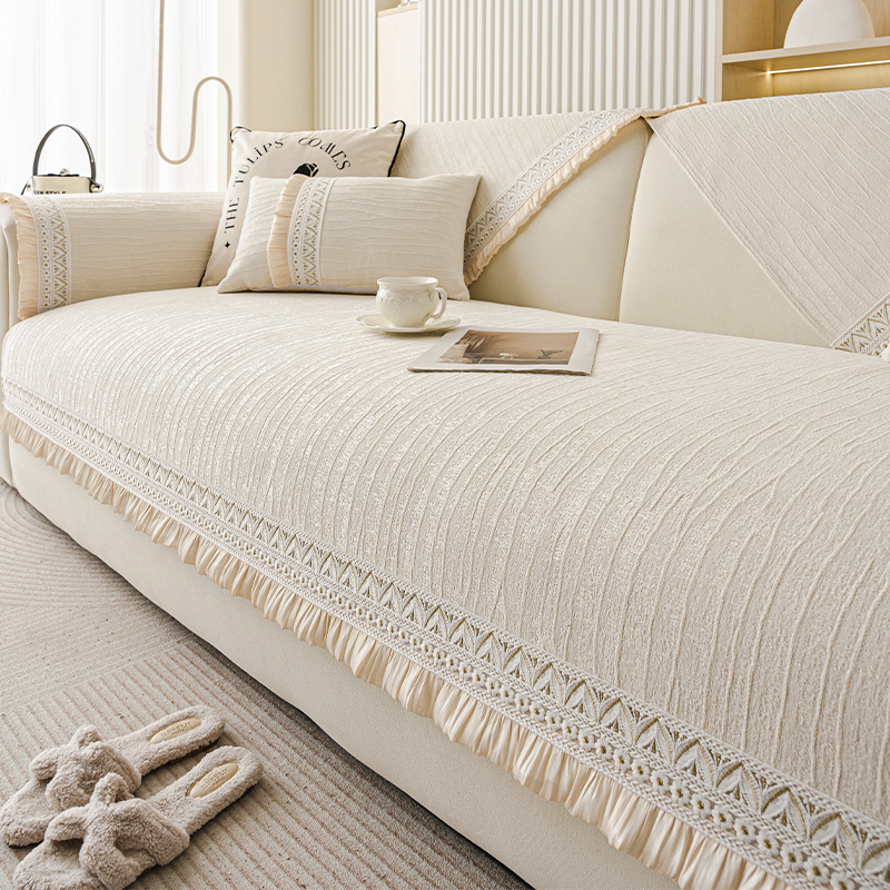 奶油风沙发垫布四季通用高级感坐垫2025新款固定防滑沙发套罩盖布