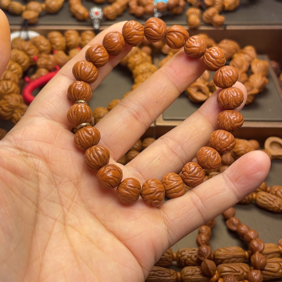 带***瑰手串桃核龙纹桃核36