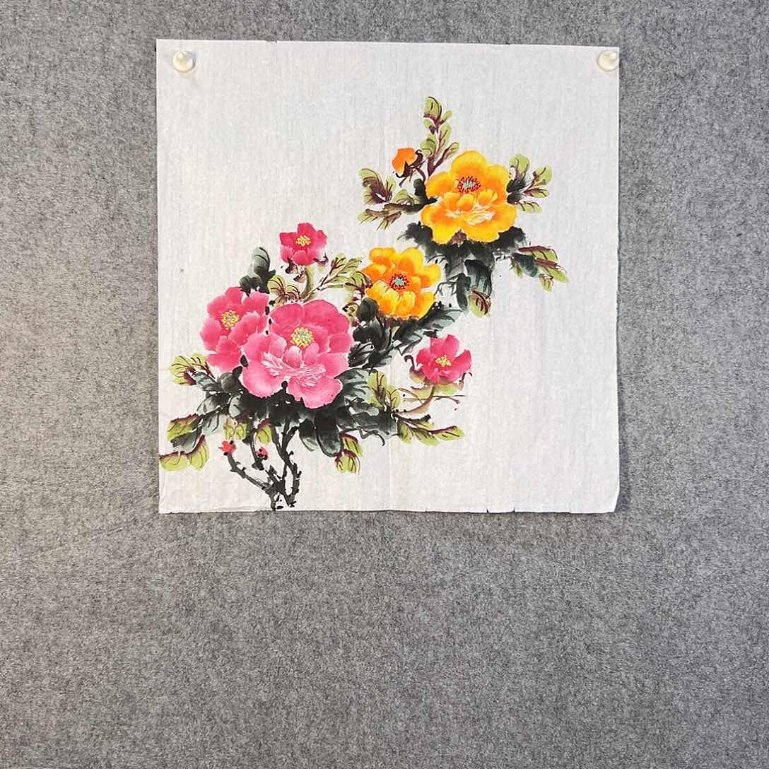 国画148 牡丹花鸟等画风与山水的