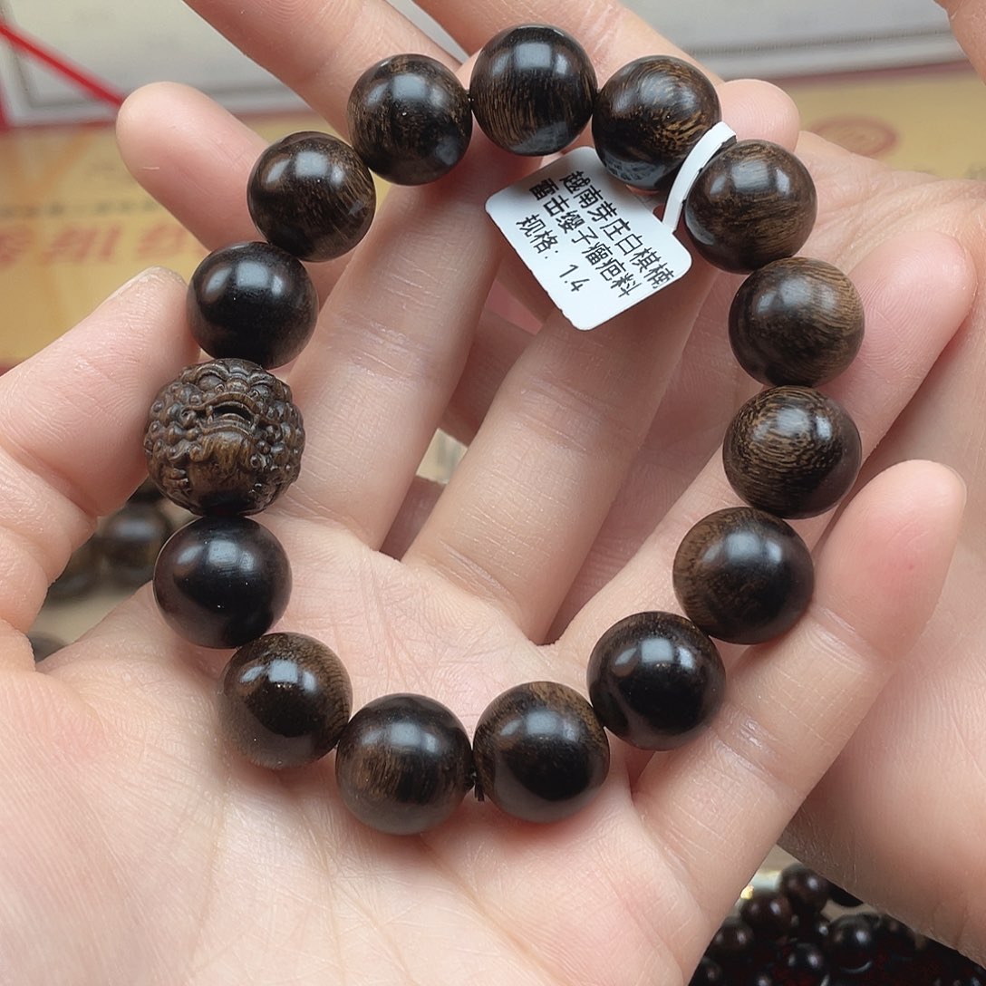 沉香手串天**子越南芽庄白棋雷击缨子瘤疤1.4
