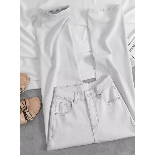 1551-1560阔腿牛仔裤女春夏季新款高腰弹力显瘦宽松垂感