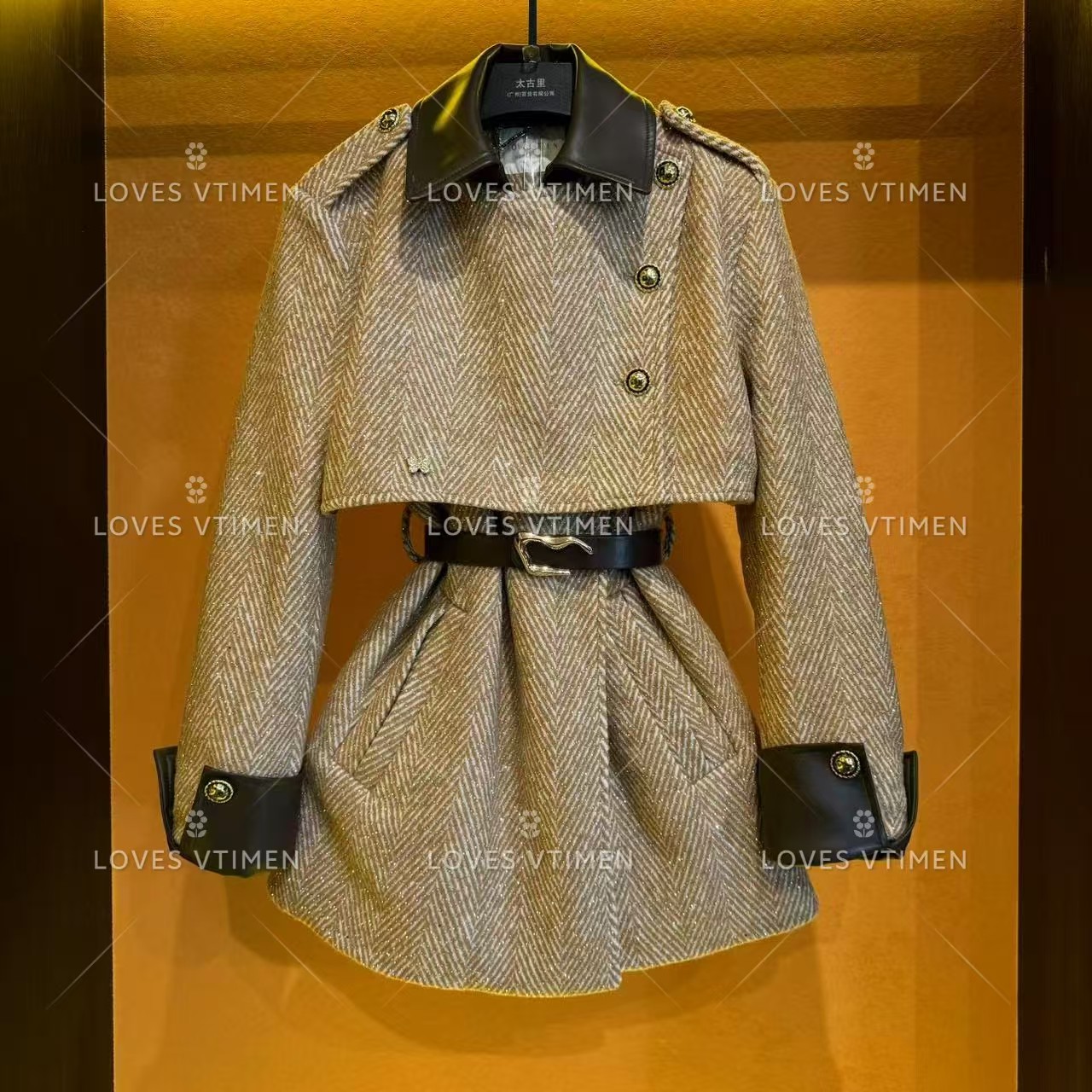 【小鬼专属】羽绒白鸭绒设计师时尚轻奢气质经典风衣LOVES-A1531